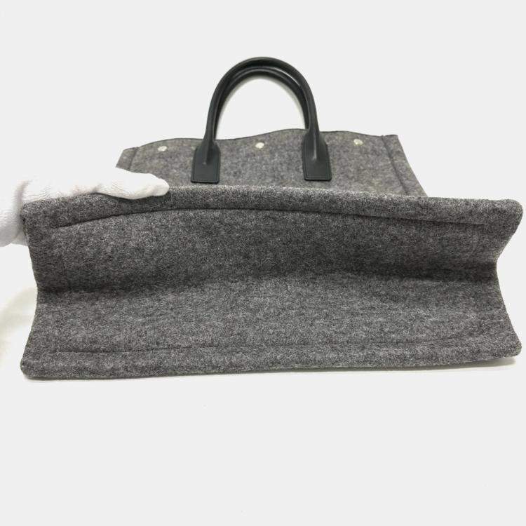 Pre Owned Saint Laurent Gray/Black Shoulder Tote Bag