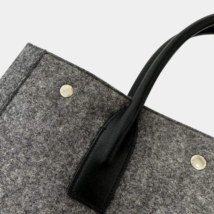 Pre Owned Saint Laurent Gray/Black Shoulder Tote Bag