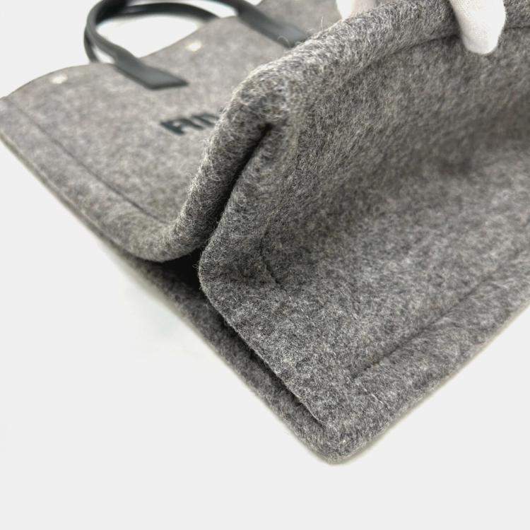 Pre Owned Saint Laurent Gray/Black Shoulder Tote Bag