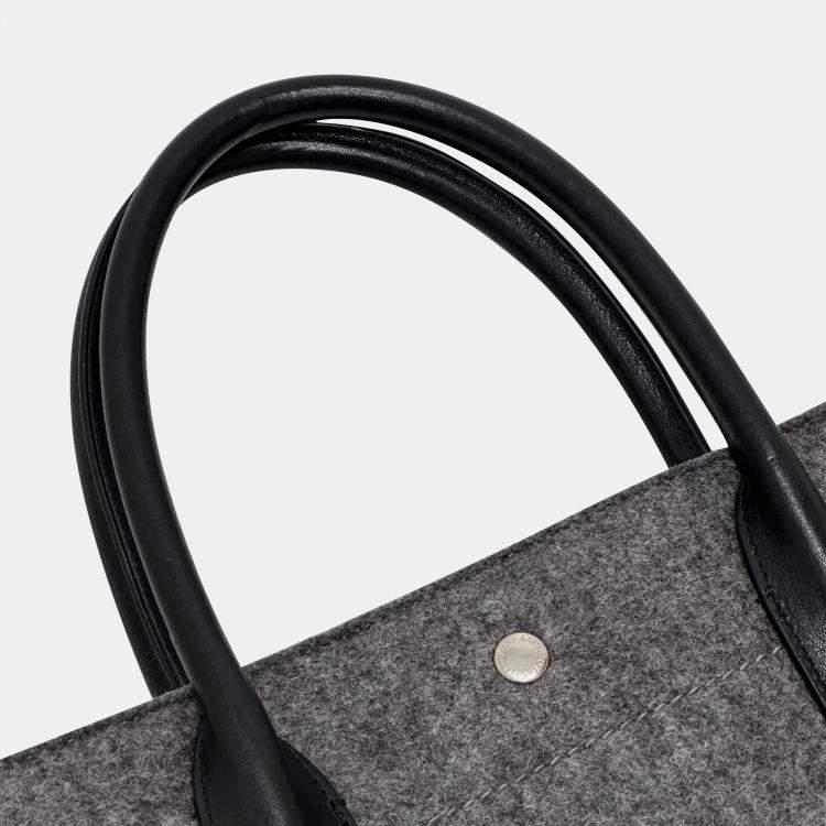 Pre Owned Saint Laurent Gray/Black Shoulder Tote Bag