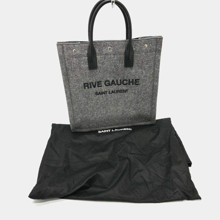 Pre Owned Saint Laurent Gray/Black Shoulder Tote Bag