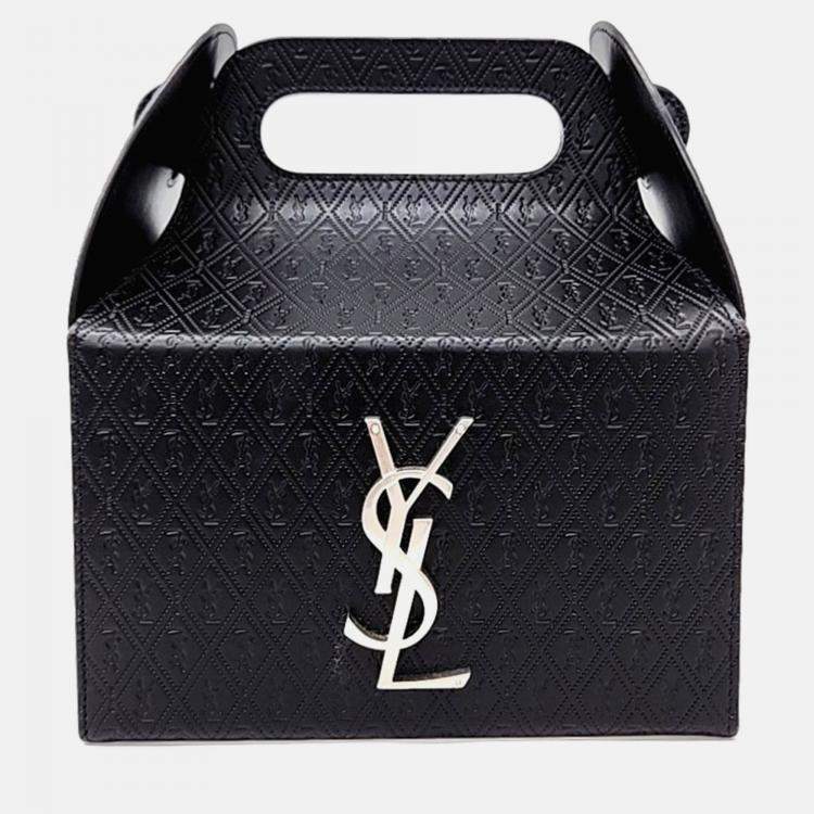 Pre Owned Saint Laurent Paris Black Leather Takeaway Box Bag