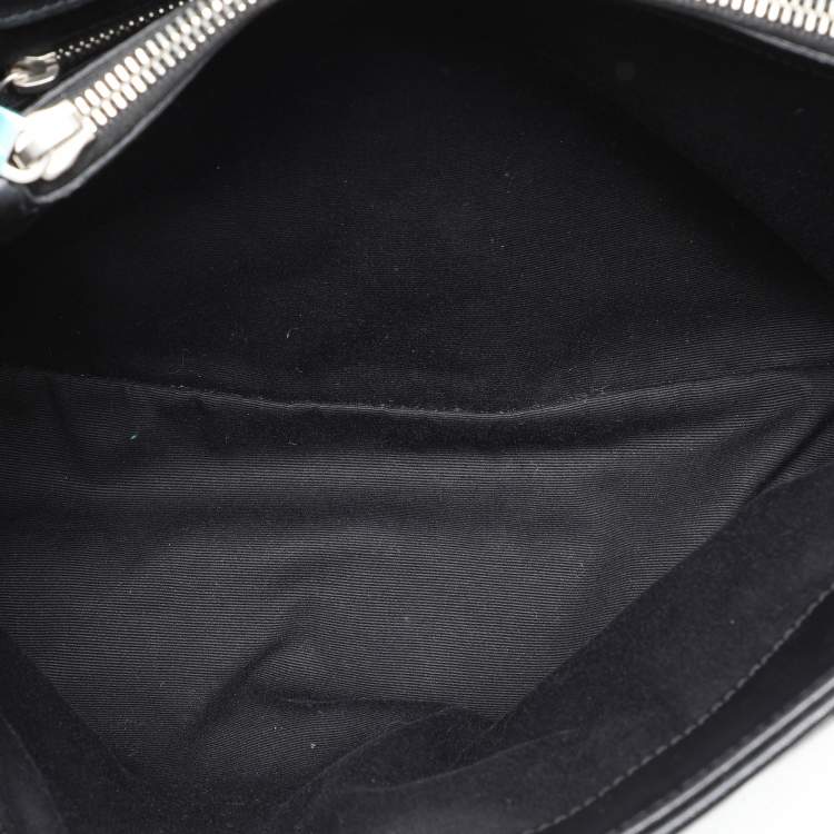 Pre Owned Saint Laurent Black Matelassé Leather Medium Loulou Shoulder Bag
