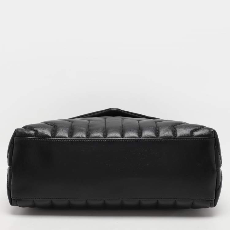 Pre Owned Saint Laurent Black Matelassé Leather Medium Loulou Shoulder Bag