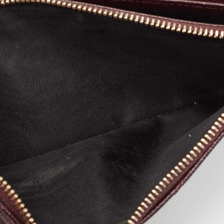 Pre Owned Saint Laurent Burgundy Leather Cassandre Continental Wallet