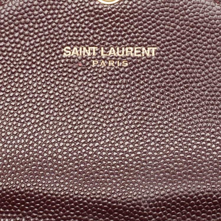 Pre Owned Saint Laurent Burgundy Leather Cassandre Continental Wallet