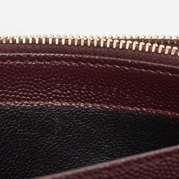Pre Owned Saint Laurent Burgundy Leather Cassandre Continental Wallet