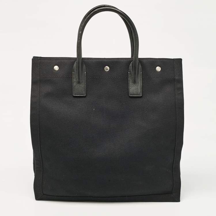 Pre Owned Saint Laurent Black Canvas and Leather North South Rive Gauche Tote