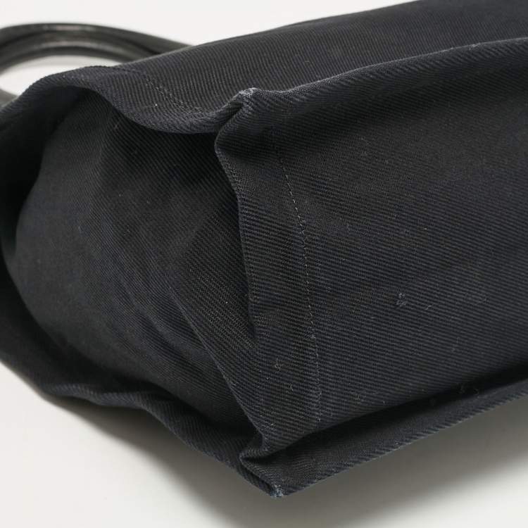 Pre Owned Saint Laurent Black Canvas and Leather North South Rive Gauche Tote