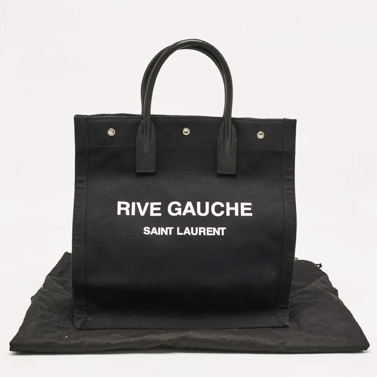 Pre Owned Saint Laurent Black Canvas and Leather North South Rive Gauche Tote