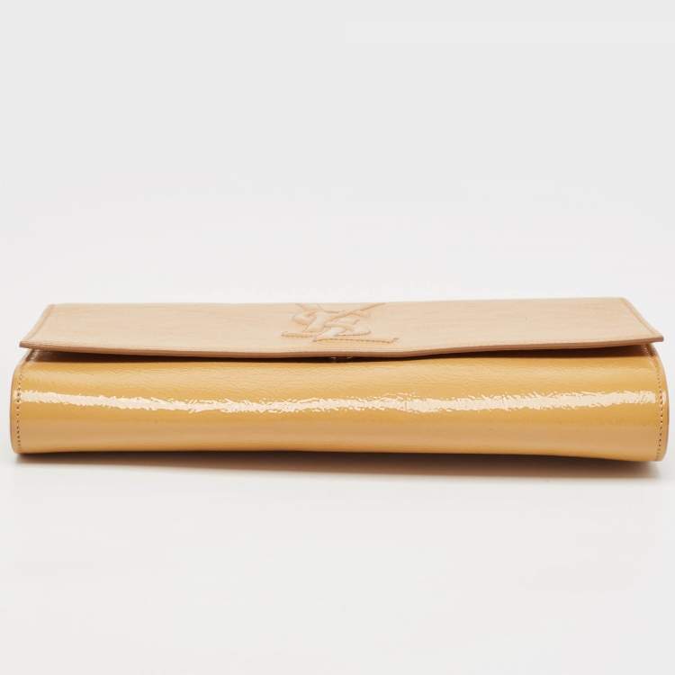 Pre Owned Saint Laurent Beige Patent Leather Belle De Jour Clutch
