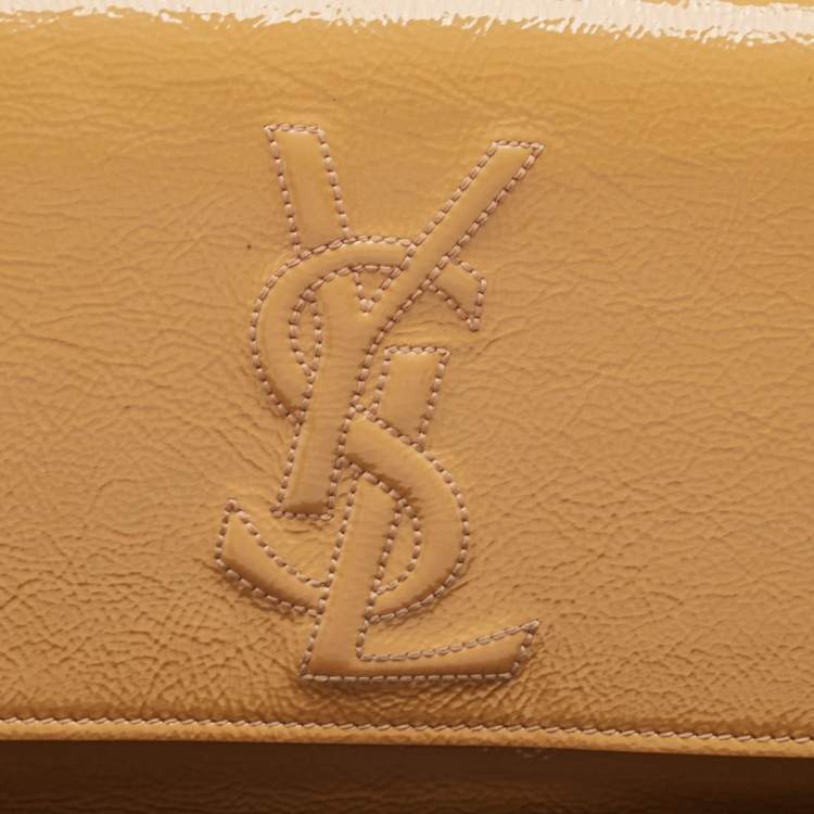 Pre Owned Saint Laurent Beige Patent Leather Belle De Jour Clutch