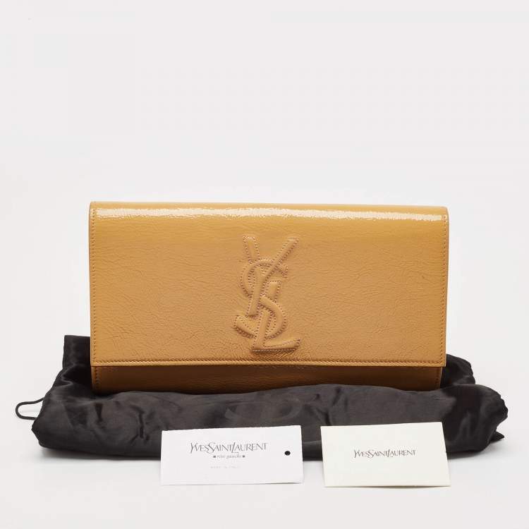 Pre Owned Saint Laurent Beige Patent Leather Belle De Jour Clutch