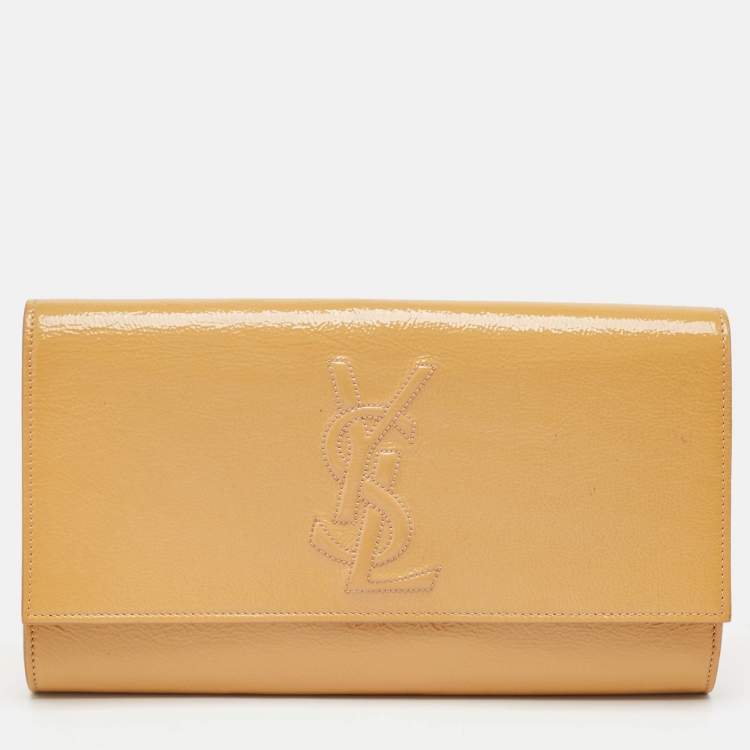 Pre Owned Saint Laurent Beige Patent Leather Belle De Jour Clutch