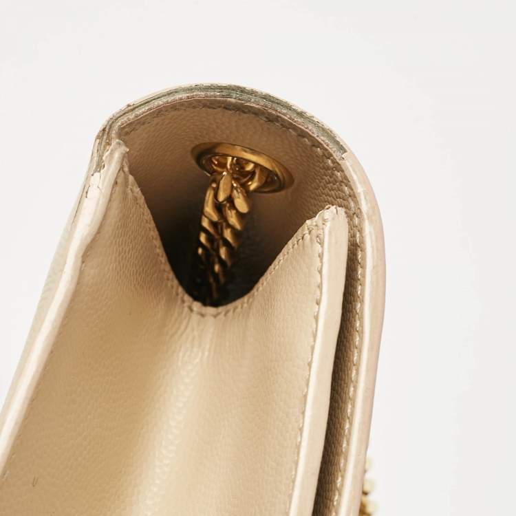 Pre Owned Saint Laurent Beige Leather Medium Kate Shoulder Bag