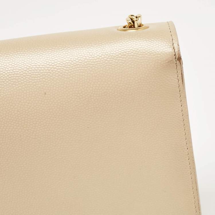 Pre Owned Saint Laurent Beige Leather Medium Kate Shoulder Bag