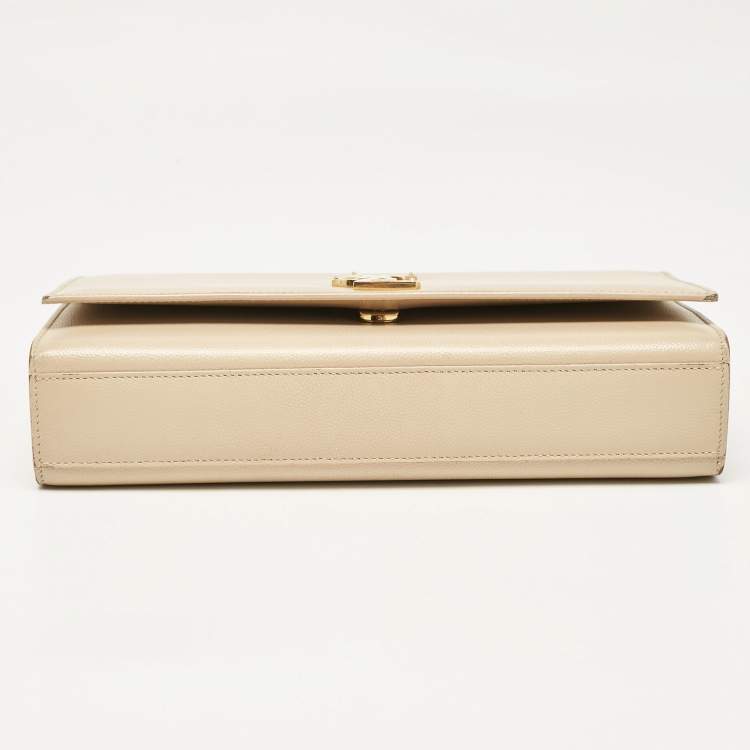 Pre Owned Saint Laurent Beige Leather Medium Kate Shoulder Bag