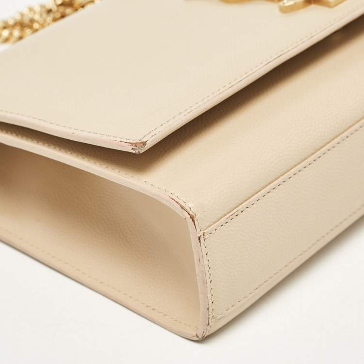 Pre Owned Saint Laurent Beige Leather Medium Kate Shoulder Bag