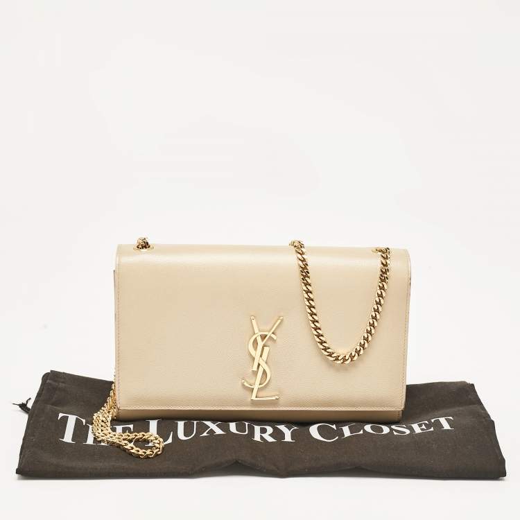 Pre Owned Saint Laurent Beige Leather Medium Kate Shoulder Bag