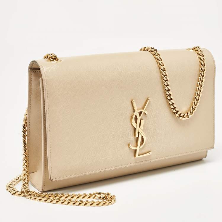 Pre Owned Saint Laurent Beige Leather Medium Kate Shoulder Bag