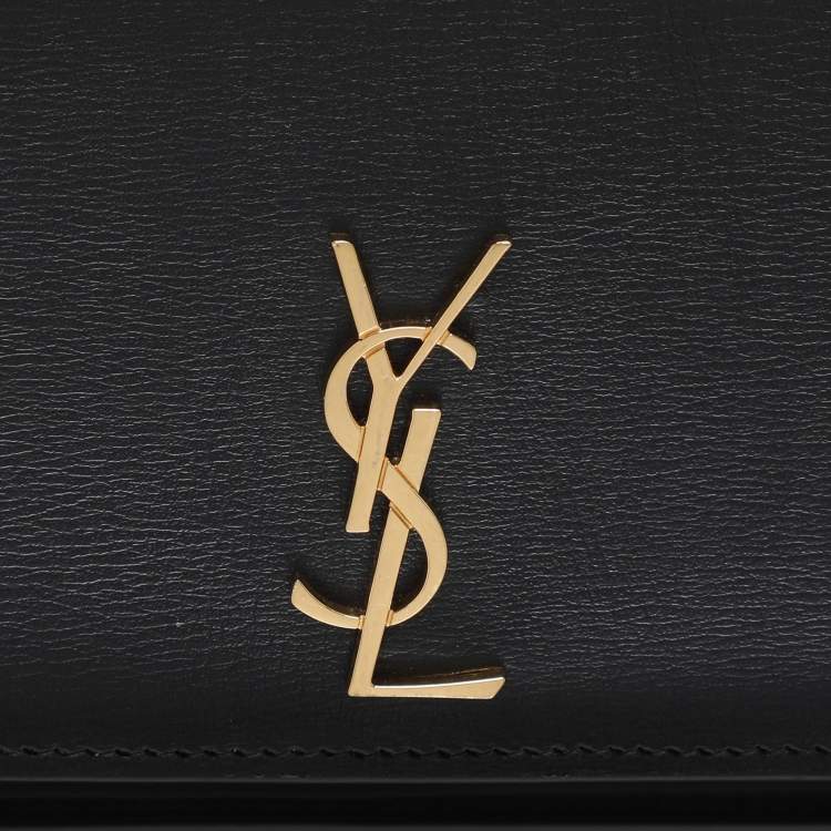 Pre Owned Saint Laurent Paris Black Leather Monogram Phone Holder Bag