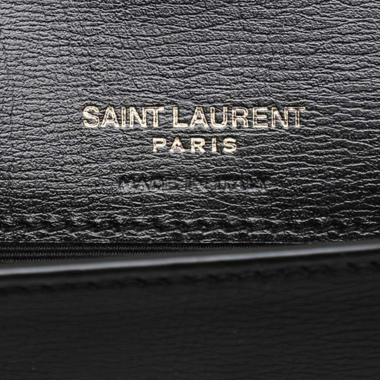 Pre Owned Saint Laurent Paris Black Leather Monogram Phone Holder Bag