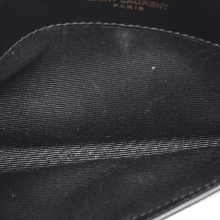 Pre Owned Saint Laurent Paris Black Leather Monogram Phone Holder Bag