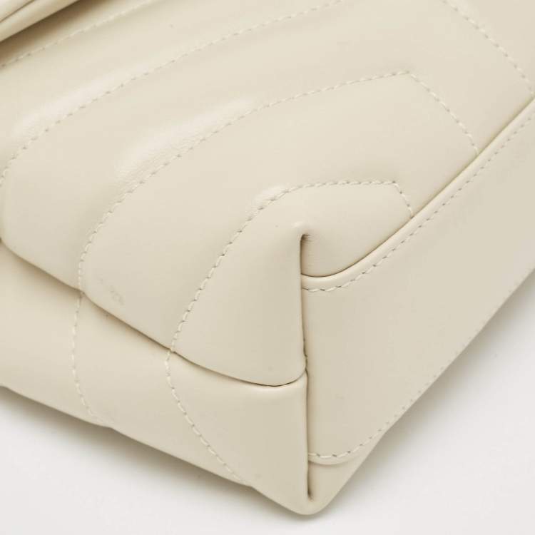 Pre Owned Saint Laurent White Quilted Leather Toy Loulou Crossbody Bag