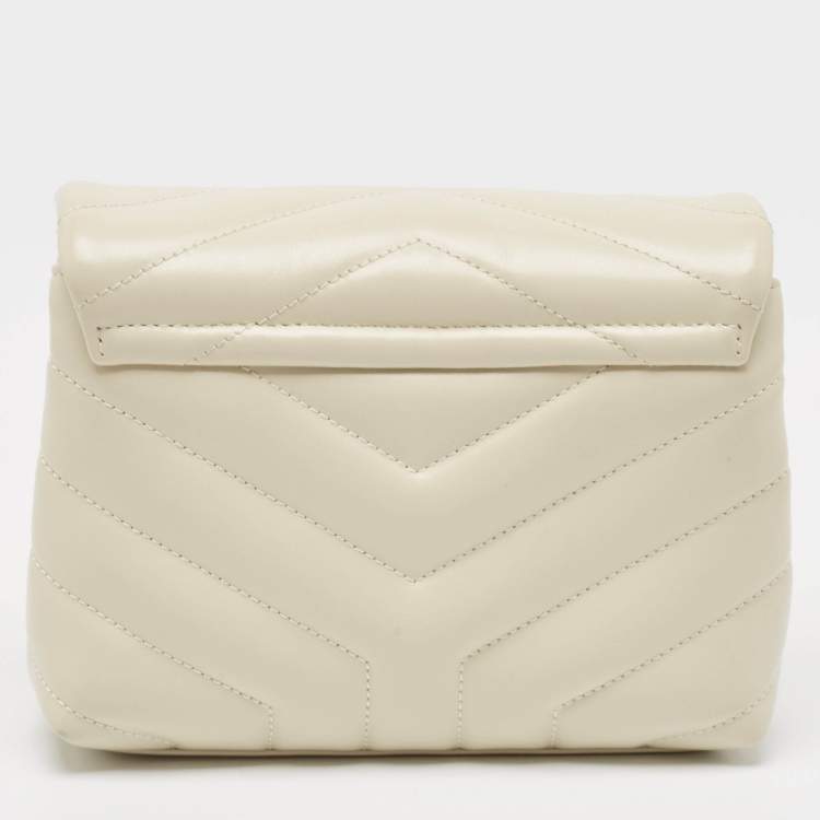 Pre Owned Saint Laurent White Quilted Leather Toy Loulou Crossbody Bag