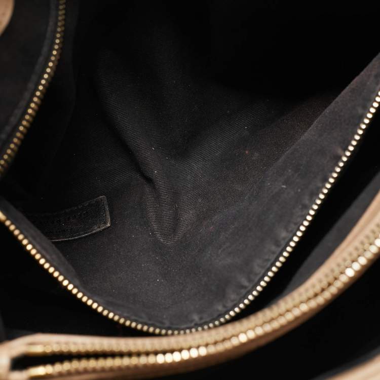 Pre Owned Saint Laurent Beige Matelassé Leather Medium Loulou Shoulder Bag