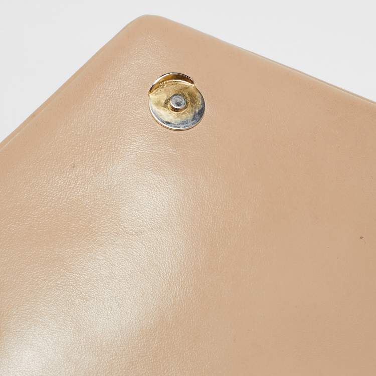 Pre Owned Saint Laurent Beige Matelassé Leather Medium Loulou Shoulder Bag