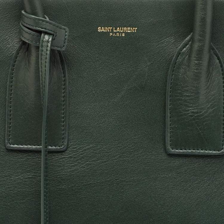 Pre Owned Saint Laurent Green Leather Small Classic Sac De Jour Tote