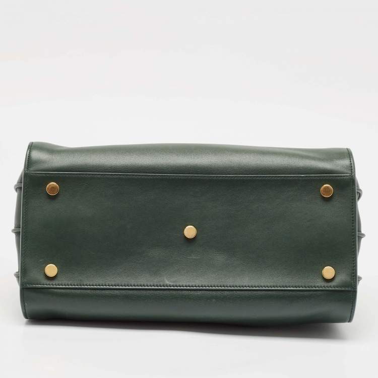 Pre Owned Saint Laurent Green Leather Small Classic Sac De Jour Tote