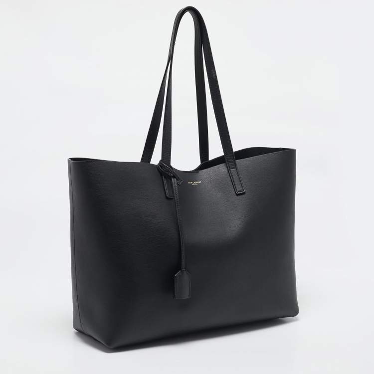 Pre Owned Saint Laurent Black Leather E/W Shopper Tote