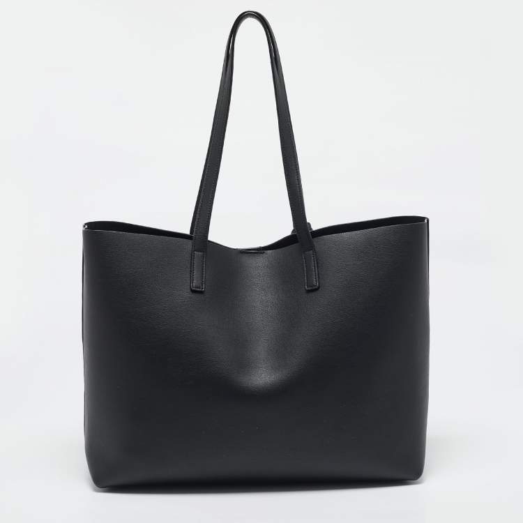 Pre Owned Saint Laurent Black Leather E/W Shopper Tote