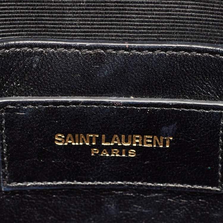 Pre Owned Saint Laurent Black Leather Monogram Envelope Chain Bag