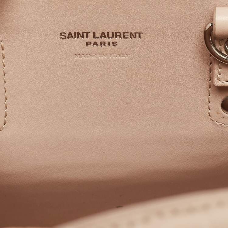 Pre Owned Saint Laurent Pink Croc Embossed Leather Nano Classic Sac De Jour Tote