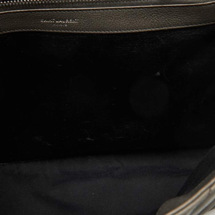 Pre Owned Saint Laurent Grey Matelasse Leather Large College Top Handle Bag