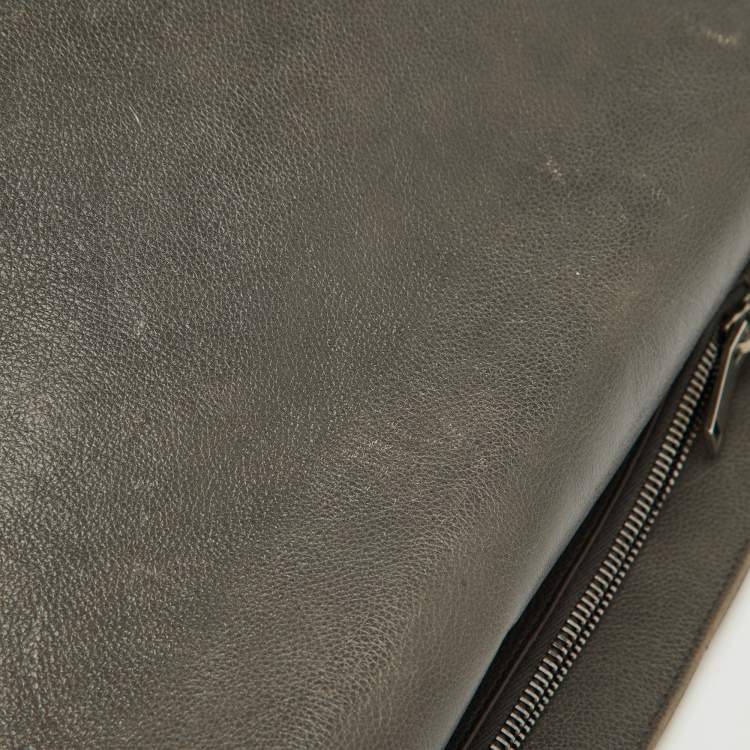Pre Owned Saint Laurent Grey Matelasse Leather Large College Top Handle Bag