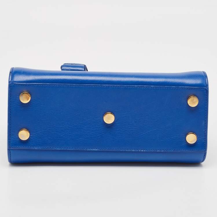 Pre Owned Saint Laurent Blue Leather Nano Classic Sac De Jour Tote