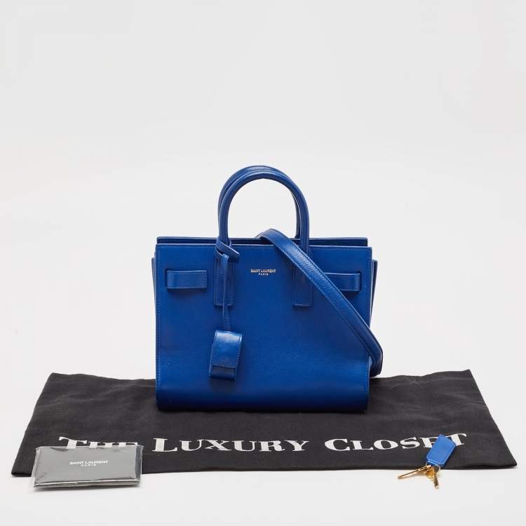 Pre Owned Saint Laurent Blue Leather Nano Classic Sac De Jour Tote