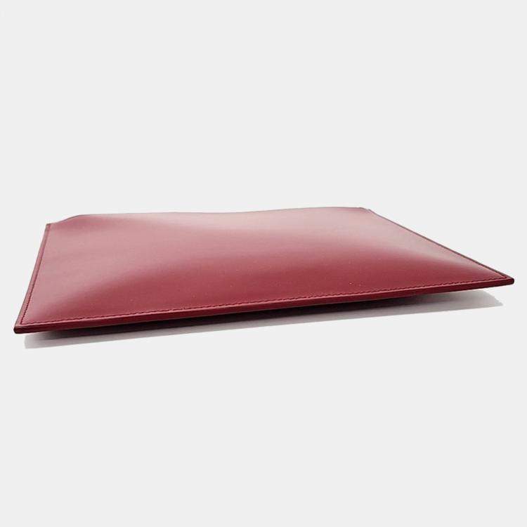 Pre Owned Saint Laurent Red Leather Clutch