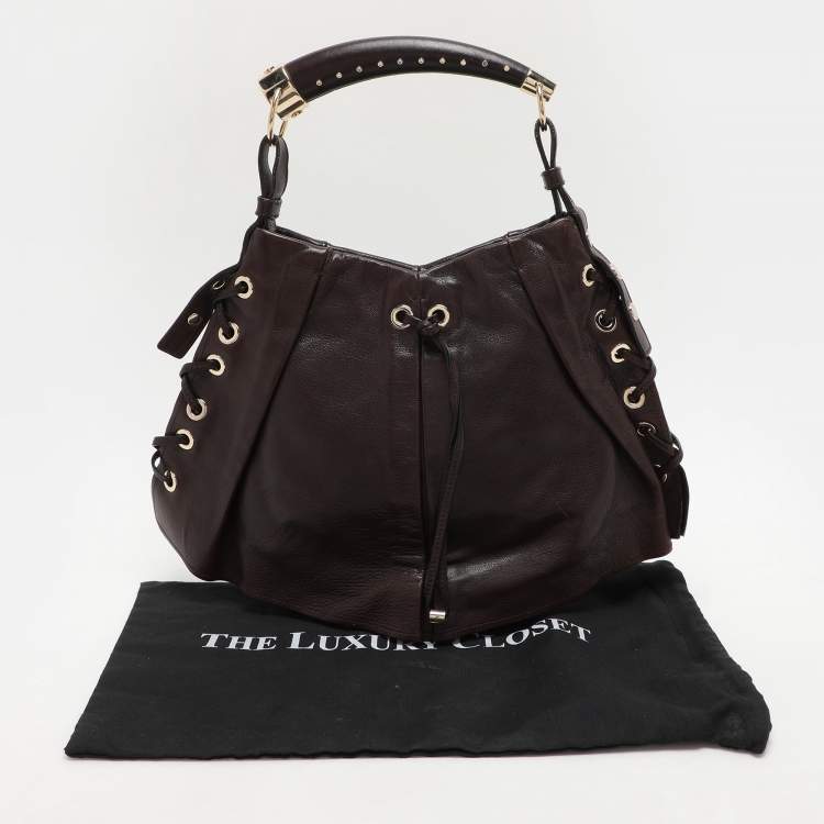 Pre Owned Saint Laurent Paris Brown Leather Mombasa Hobo