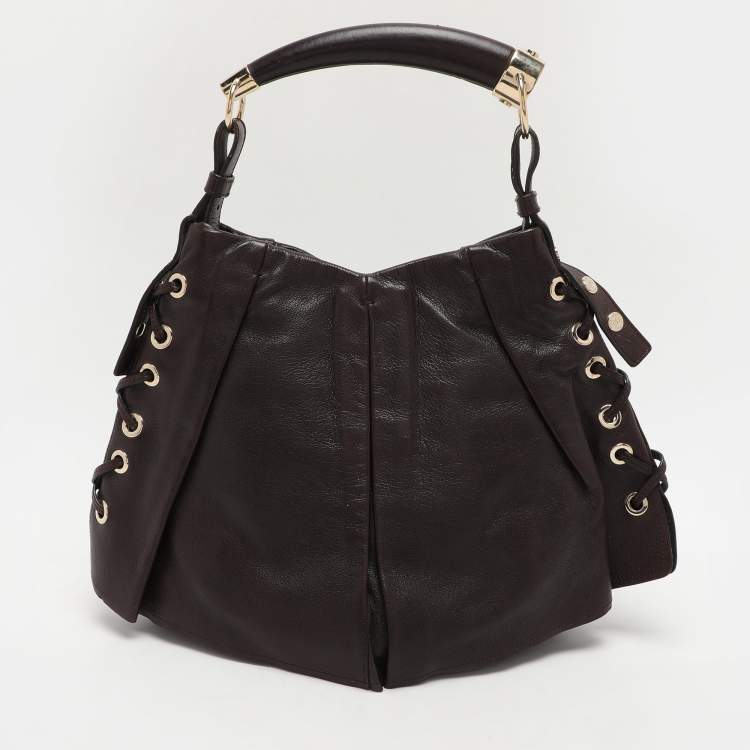 Pre Owned Saint Laurent Paris Brown Leather Mombasa Hobo