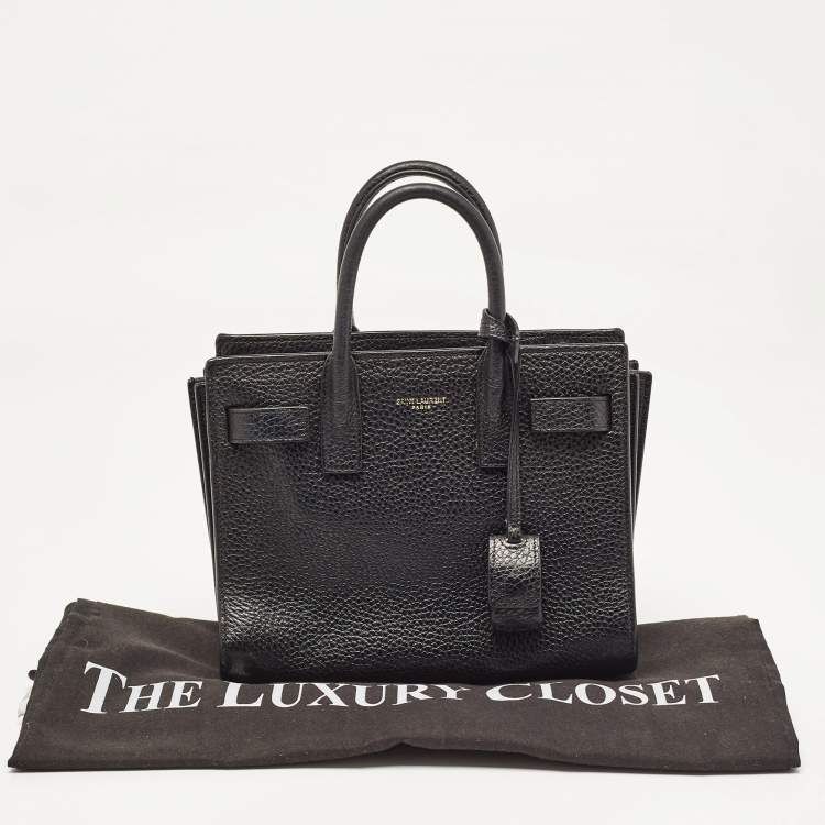 Pre Owned Saint Laurent Black Leather Nano Classic Sac De Jour Tote