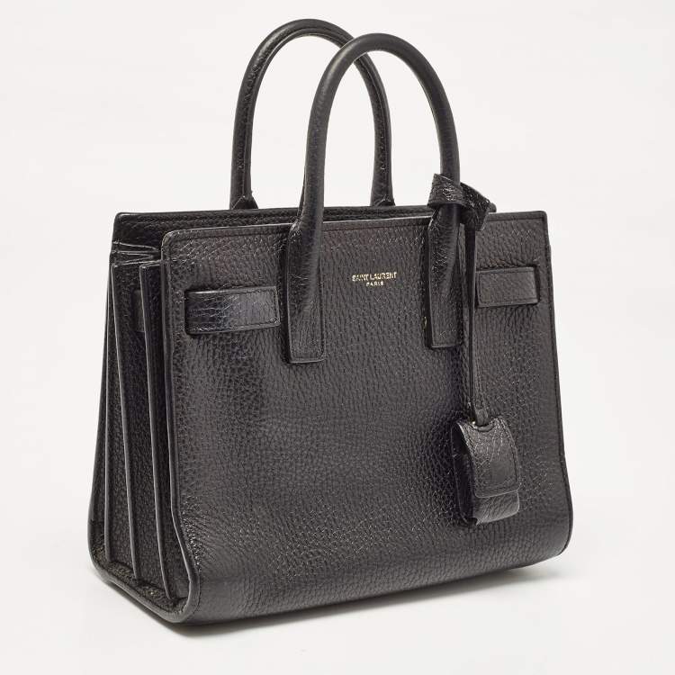 Pre Owned Saint Laurent Black Leather Nano Classic Sac De Jour Tote