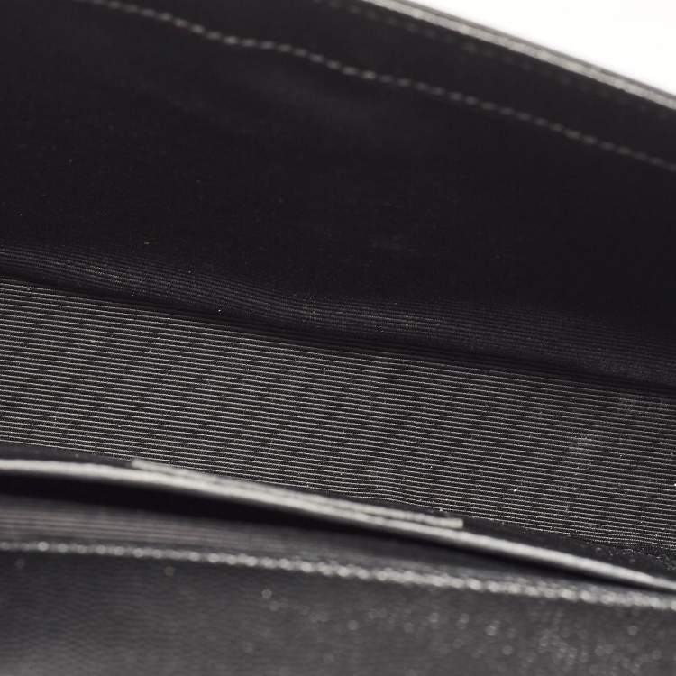 Pre Owned Saint Laurent Black Leather Monogram Cassandre Clutch
