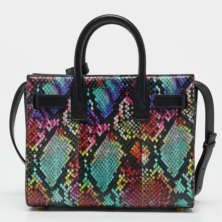 Pre Owned Saint Laurent Multicolor Python Nano Classic Sac De Jour Tote