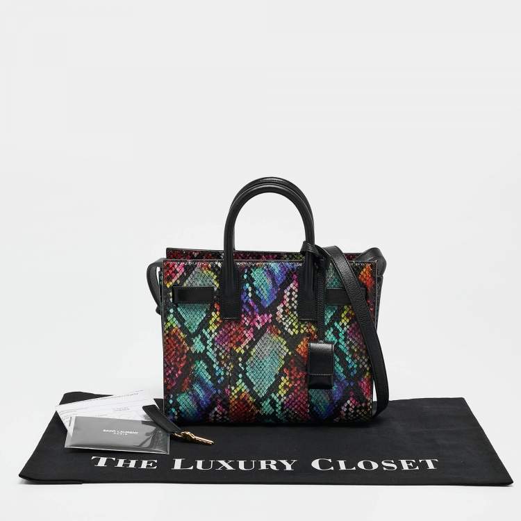 Pre Owned Saint Laurent Multicolor Python Nano Classic Sac De Jour Tote