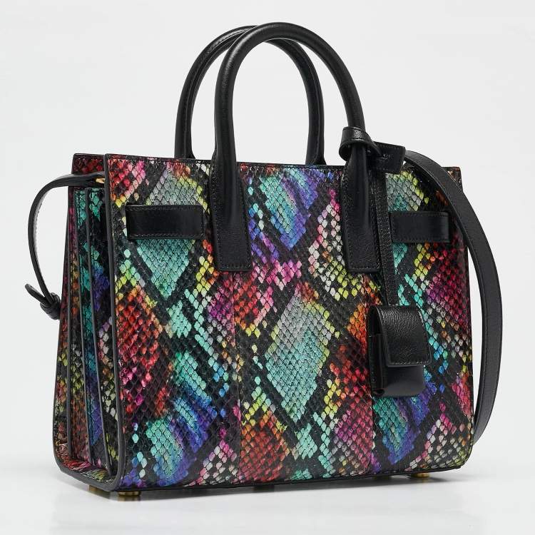 Pre Owned Saint Laurent Multicolor Python Nano Classic Sac De Jour Tote